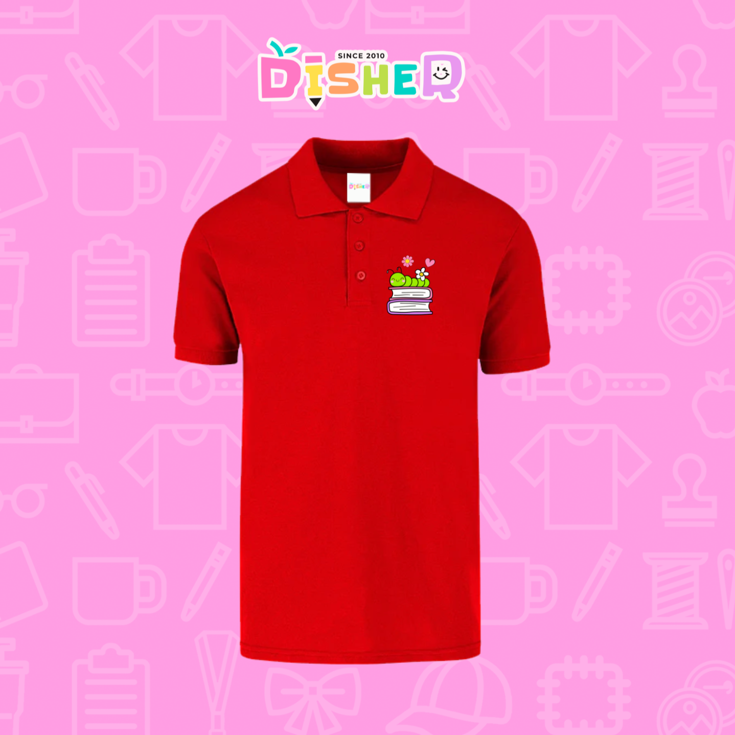 PBY-C-0004: Polo Bordada 50/50 Caballero I Gusanito libros