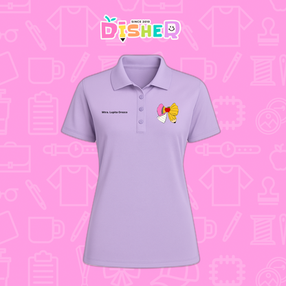 PBD-D-005 : Polo Bordada Dry Fit Dama I Moño lápiz hoja