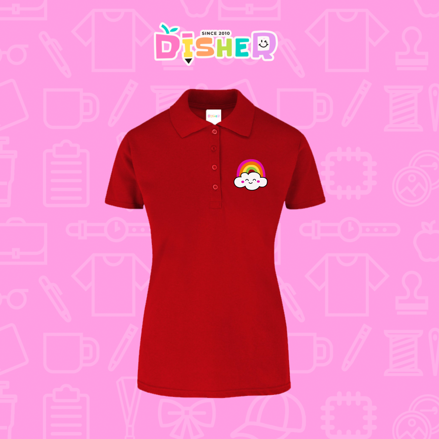 PBY-D-0017: Polo Bordada 50/50 Dama I Nube arcoíris