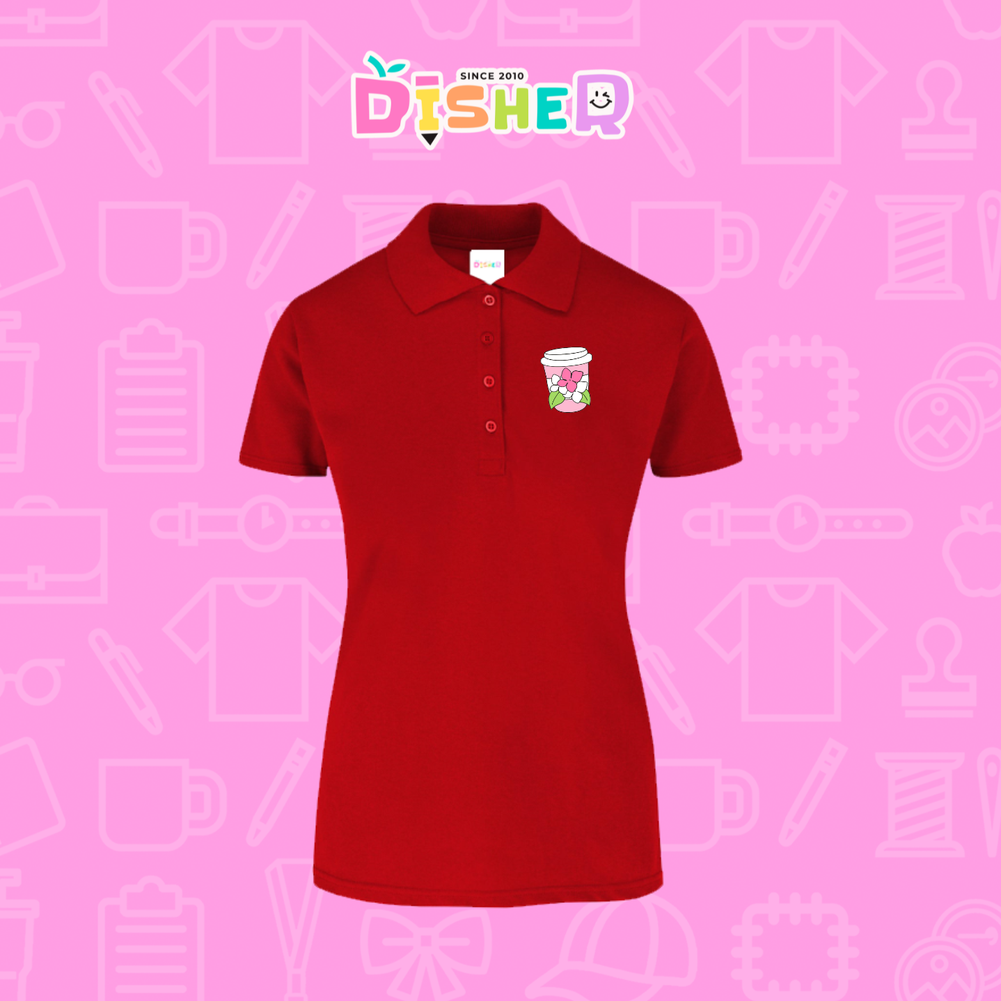 PBY-D-0041: Polo Bordada 50/50 Dama I Cafe flores