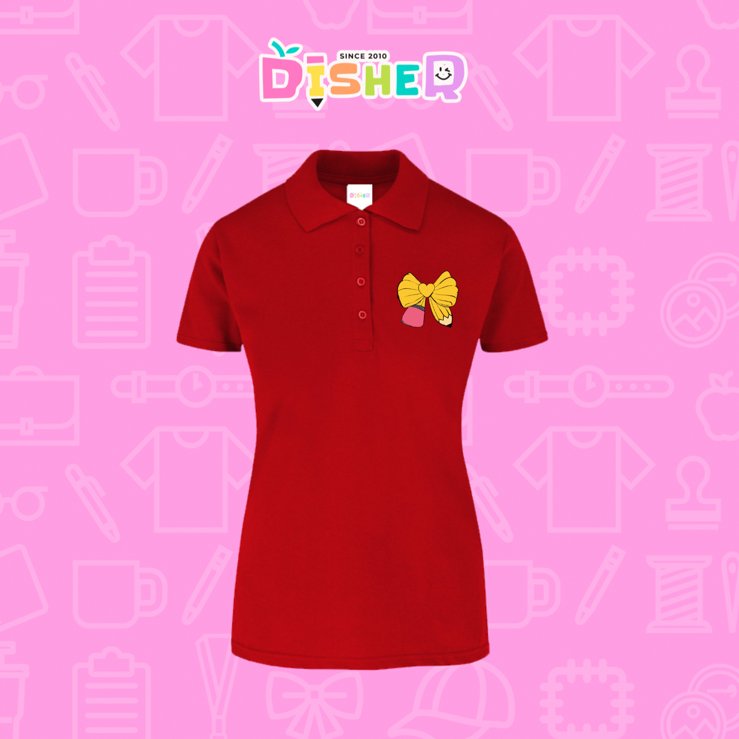 PBY-D-0011: Polo Bordada 50/50 Dama I Moño lápiz amarillo