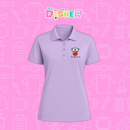 PBD-D-079: Polo Bordada Dry Fit Dama I Búho gris manzana
