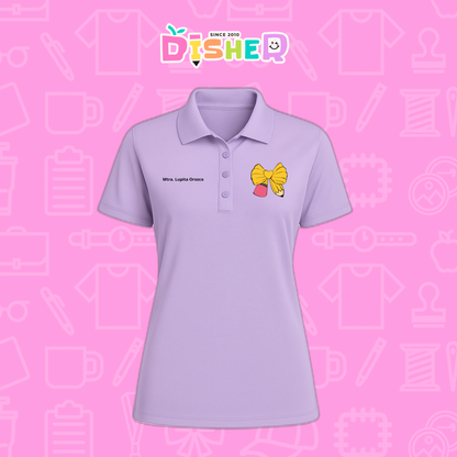 PBD-D-011 : Polo Bordada Dry Fit Dama I Moño lápiz amarillo
