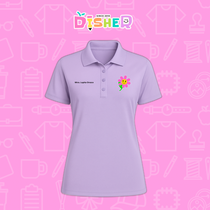 PBD-D-020: Polo Bordada Dry Fit Dama I Flor rosita
