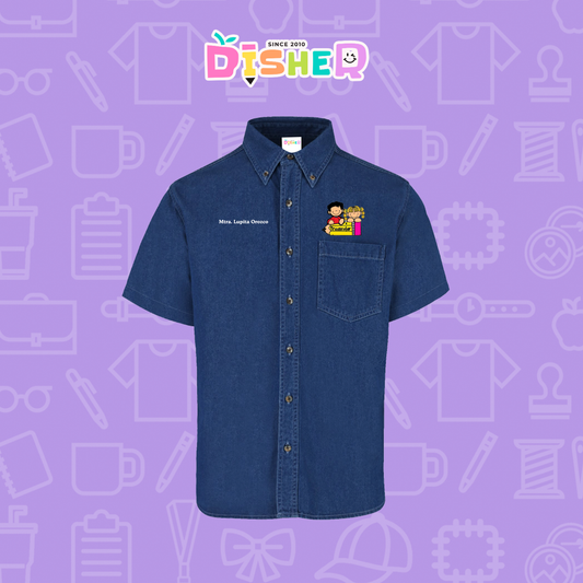 CBMC-C-081: Camisa Bordada Mezclilla Manga Corta Caballero  I Niños preescolar