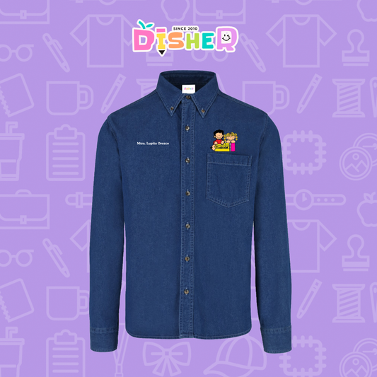 CBML-C-081: Camisa Bordada Mezclilla Manga Larga Caballero  I Niños preescolar