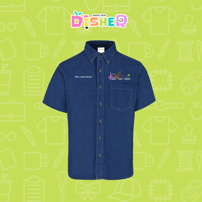 CBMC-C-082: Camisa Bordada Mezclilla Manga Corta Caballero  I Latidos