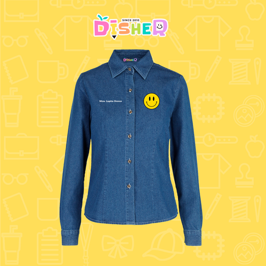 CBML-D-083: Camisa Bordada Mezclilla Manga Larga Dama  I Smily