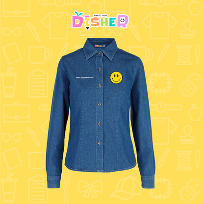 CBML-D-083: Camisa Bordada Mezclilla Manga Larga Dama  I Smily