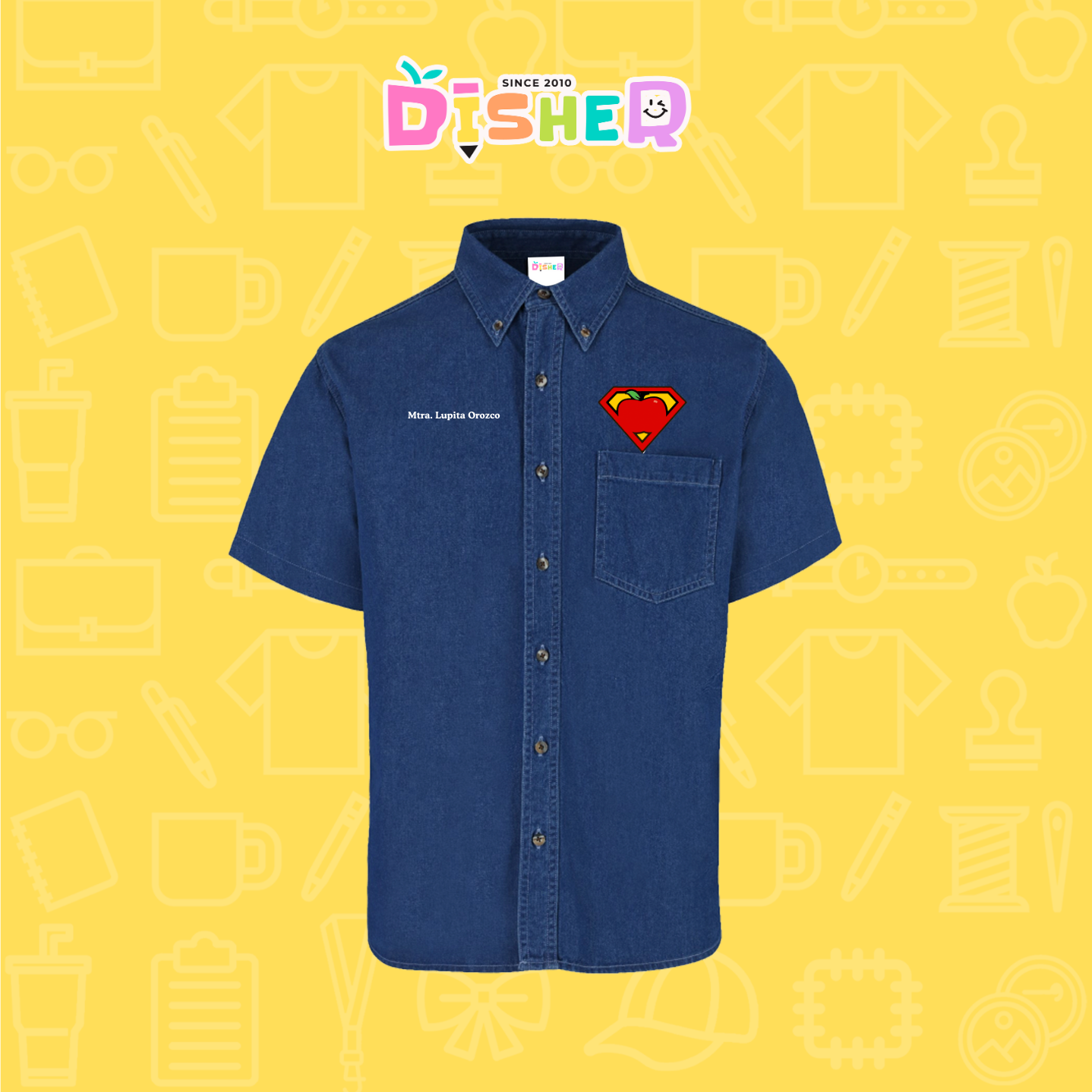 CBMC-C-089: Camisa Bordada Mezclilla Manga Corta Caballero  I Super Maestro