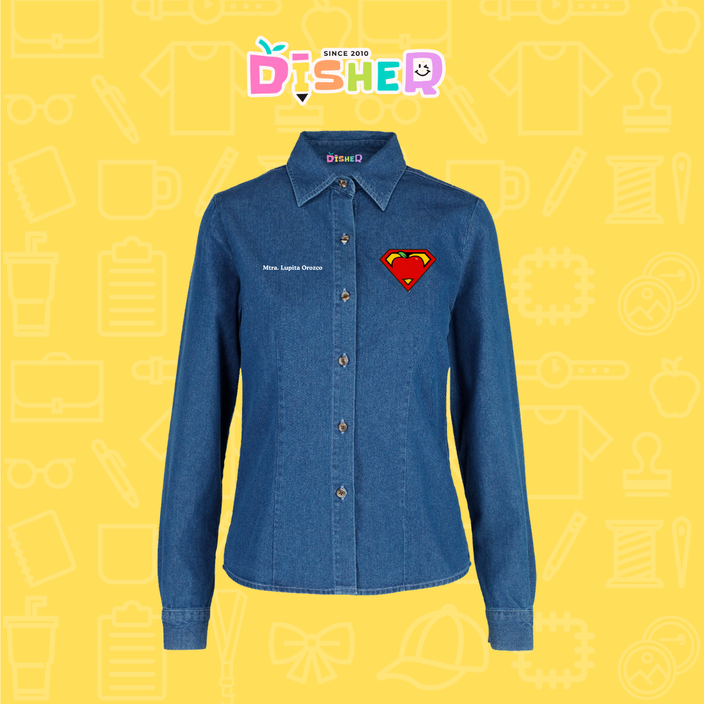 CBML-D-089: Camisa Bordada Mezclilla Manga Larga Dama  I Super Maestro