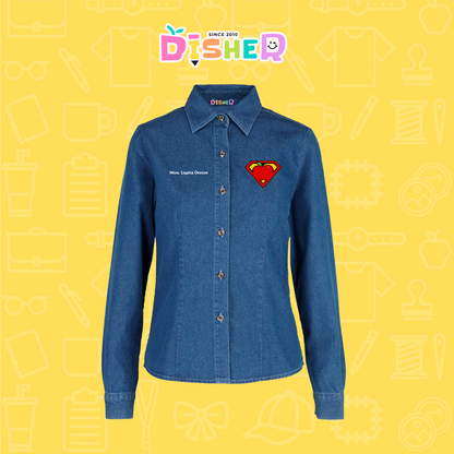 CBML-D-089: Camisa Bordada Mezclilla Manga Larga Dama  I Super Maestro