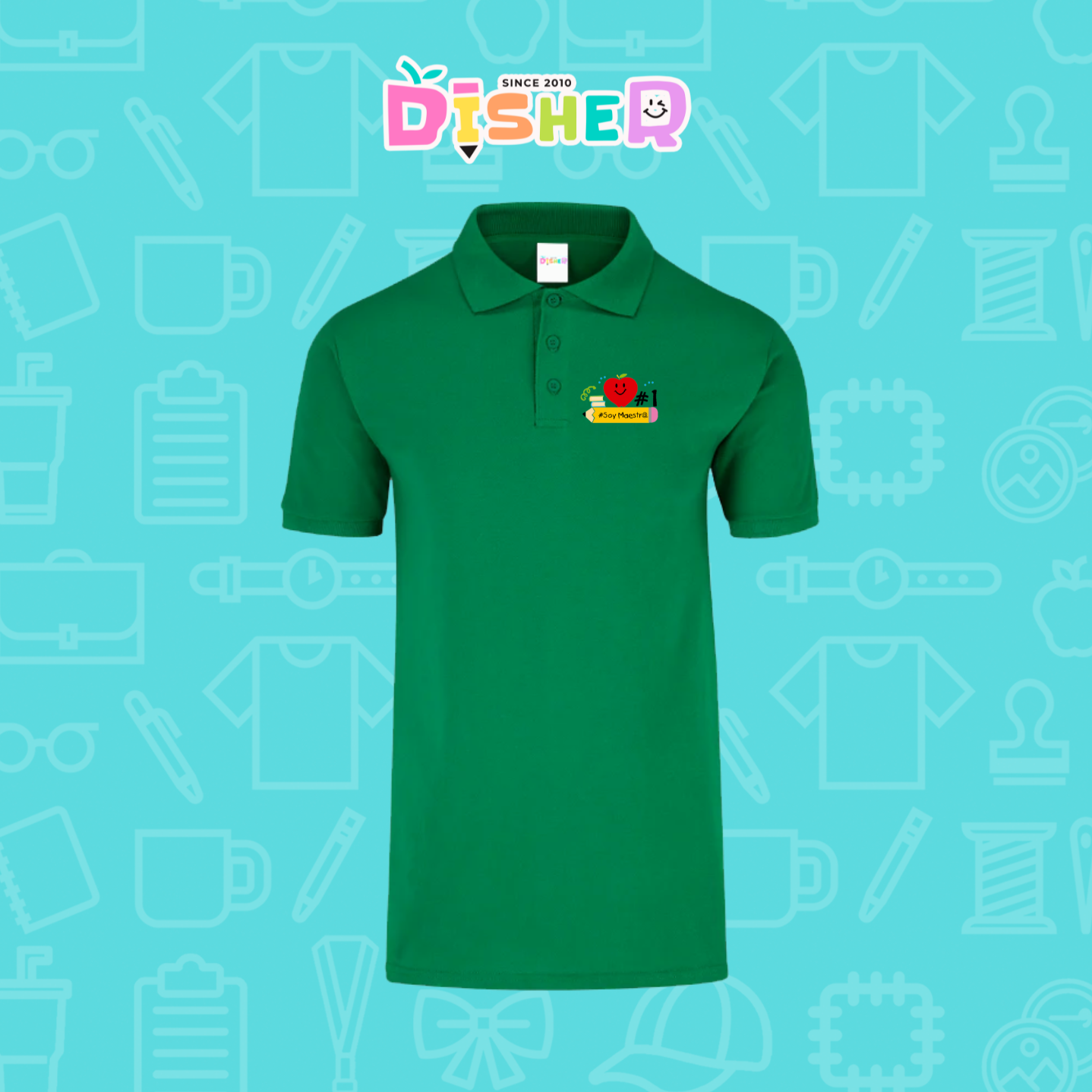 PBY-C-0001: Polo Bordada 50/50 Caballero I Manzana lápiz