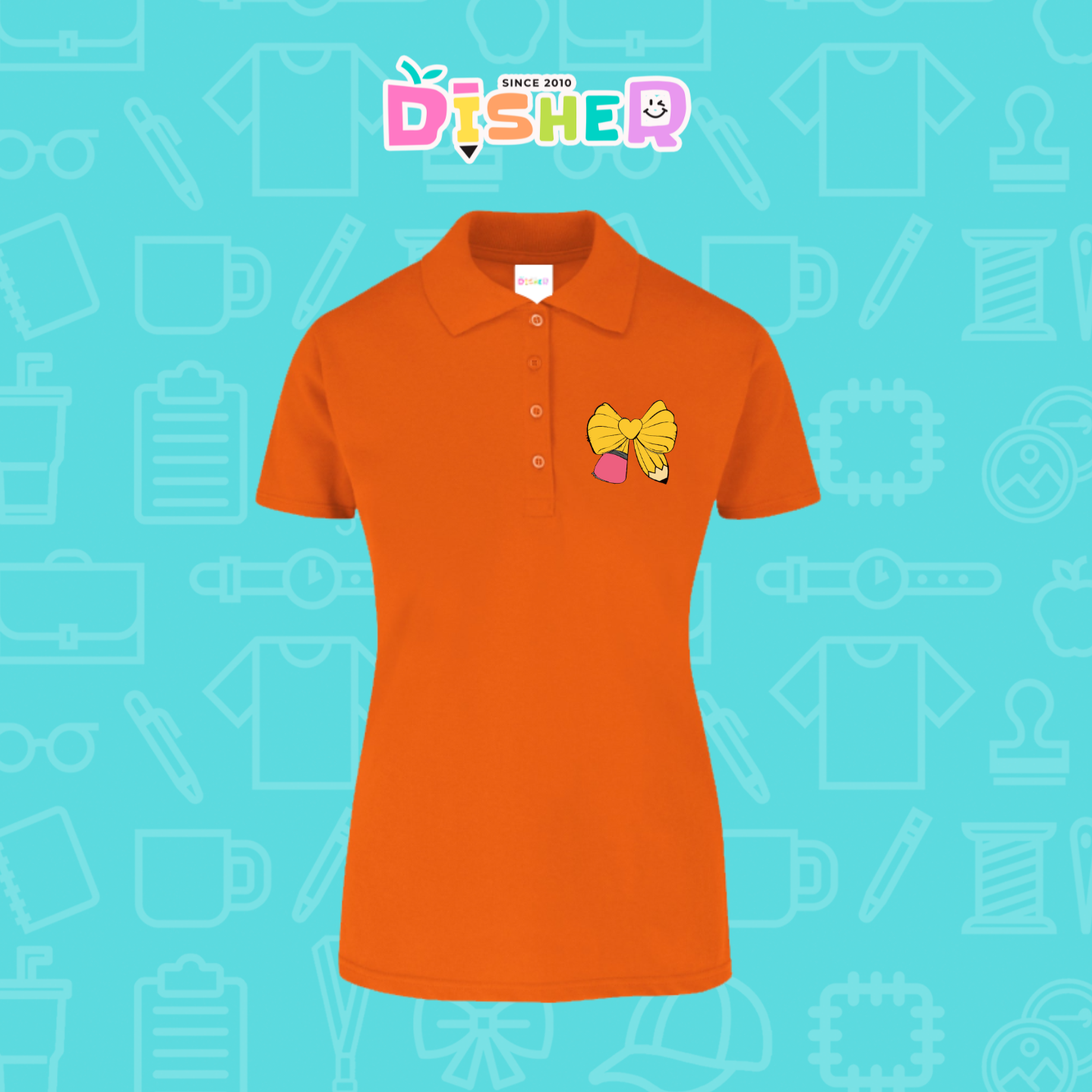 PBY-D-0011: Polo Bordada 50/50 Dama I Moño lápiz amarillo