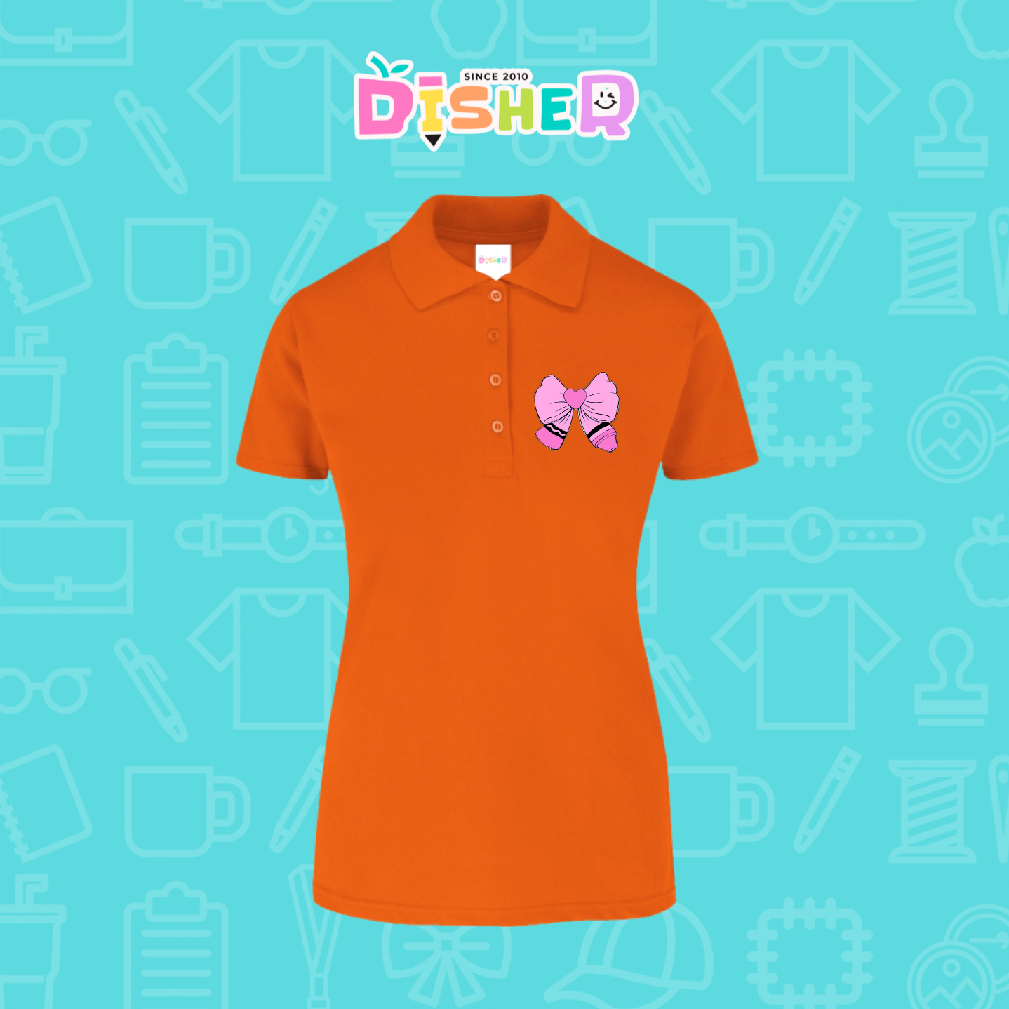 PBY-D-0009: Polo Bordada 50/50 Dama I Moño rosa caryón