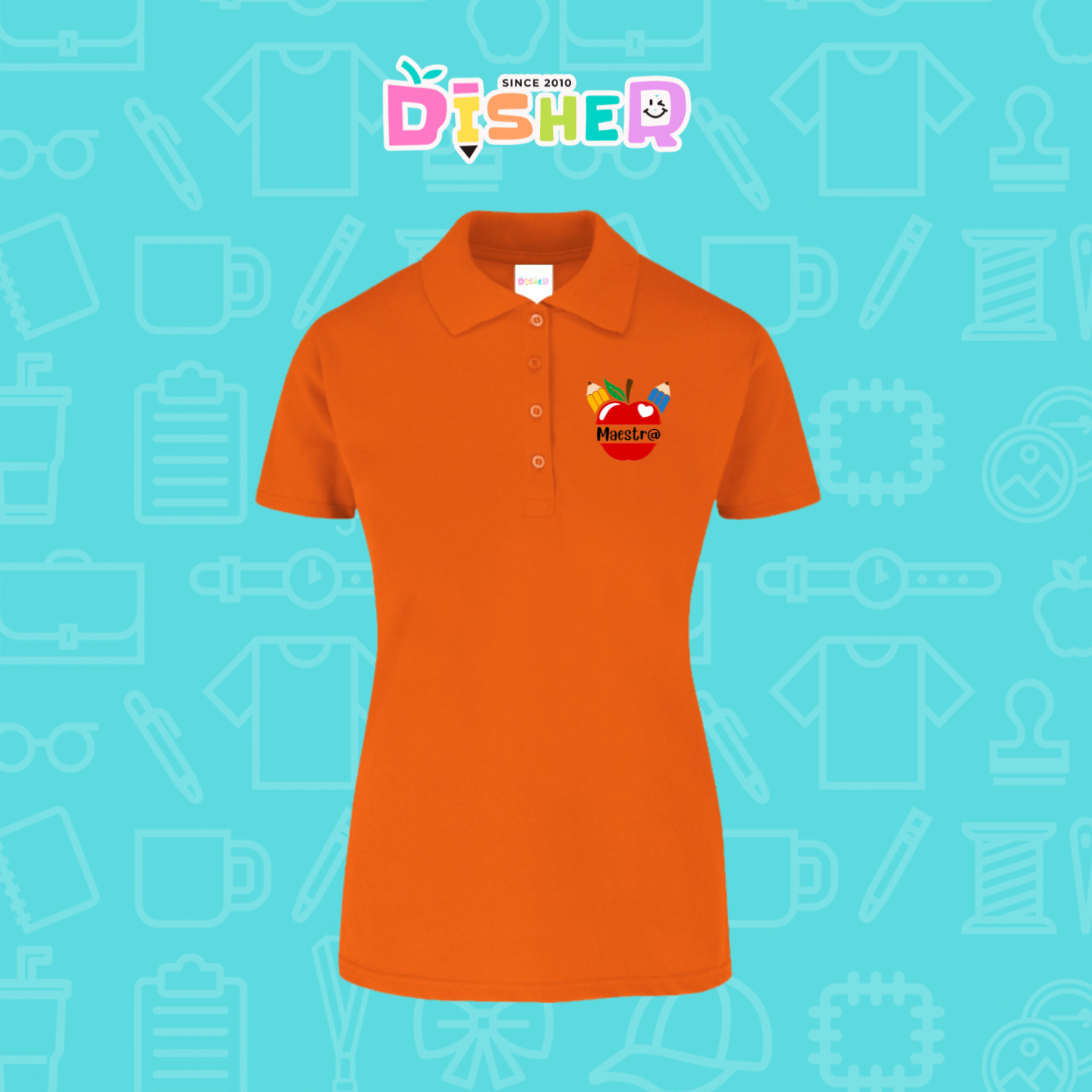 PBY-D-0091: Polo Bordada 50/50 Dama I Manzana lápices