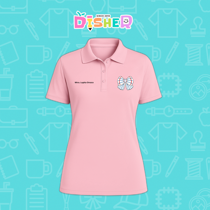 PBD-D-010 : Polo Bordada Dry Fit Dama I Moño rayas papel