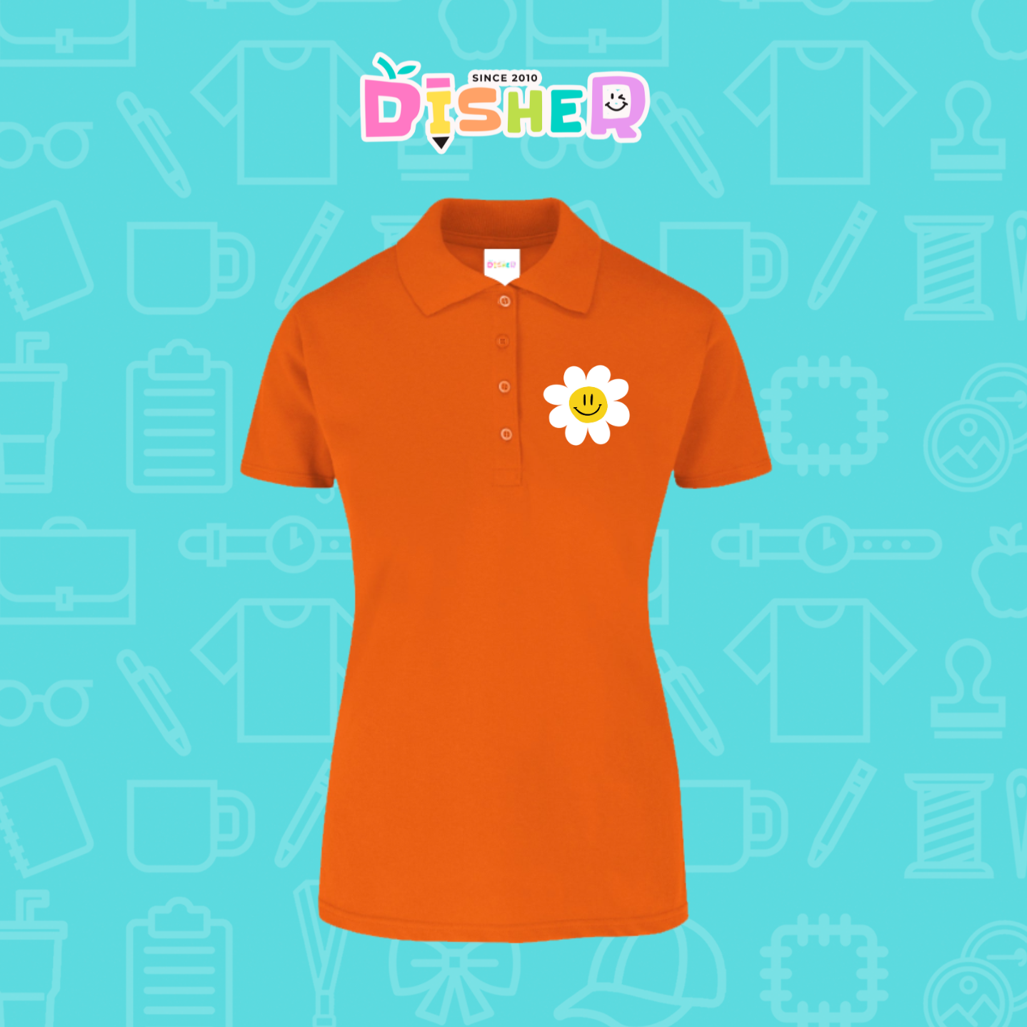 PBY-D-0023: Polo Bordada 50/50 Dama I Flor blanca