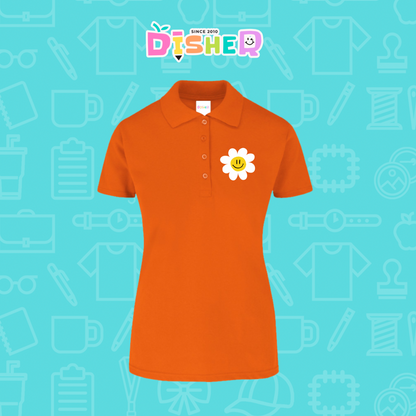 PBY-D-0023: Polo Bordada 50/50 Dama I Flor blanca