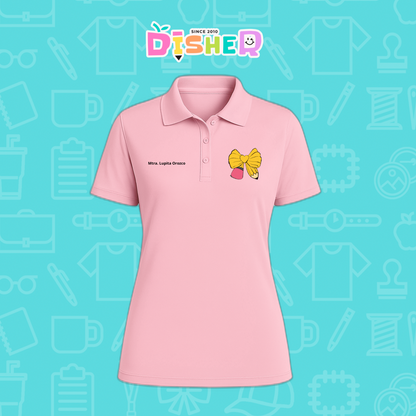 PBD-D-011 : Polo Bordada Dry Fit Dama I Moño lápiz amarillo