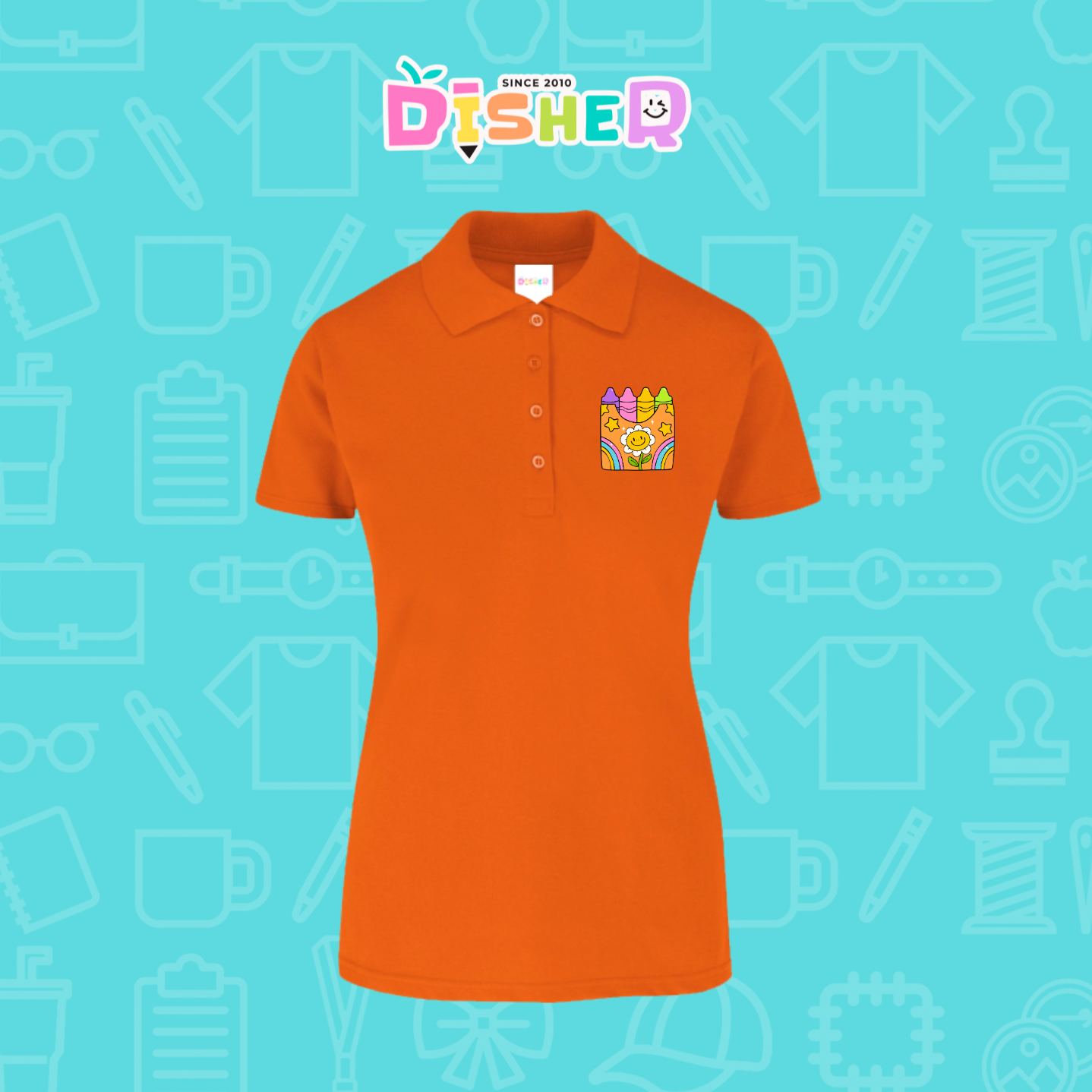 PBY-D-0015: Polo Bordada 50/50 Dama I Crayones flor