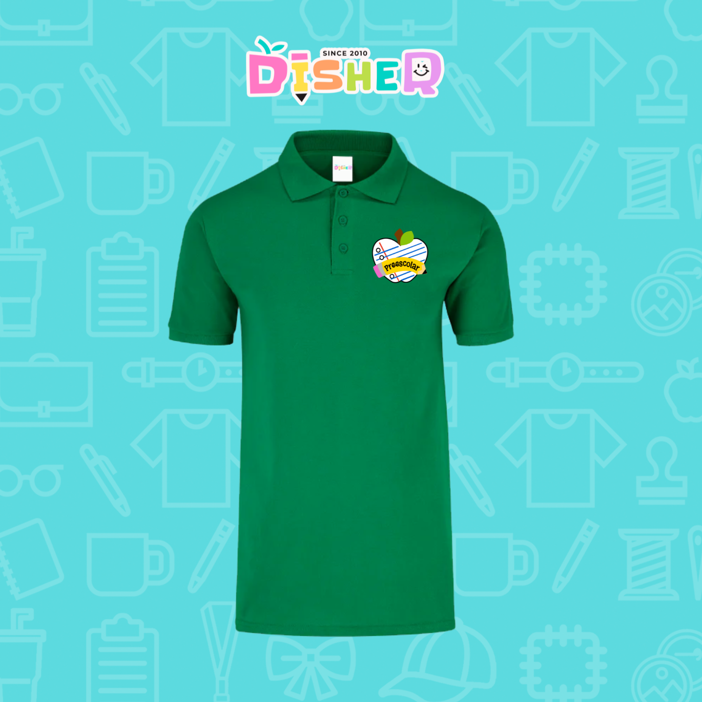 PBY-C-0092: Polo Bordada 50/50 Caballero I Corazón papel preescolar