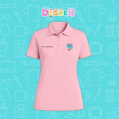 PBD-D-038: Polo Bordada Dry Fit Dama I Mundo con flores