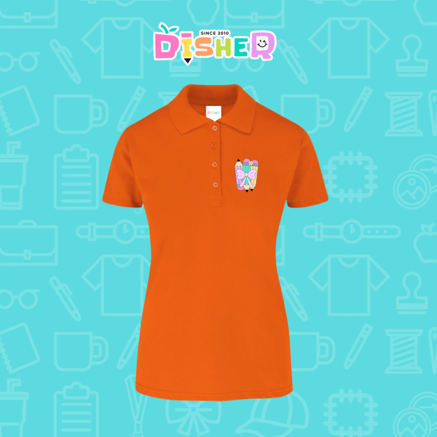 PBY-D-0007: Polo Bordada 50/50 Dama I Lápices moñito