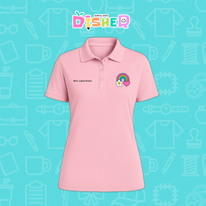 PBD-D-025: Polo Bordada Dry Fit Dama I Arcoíris corazón