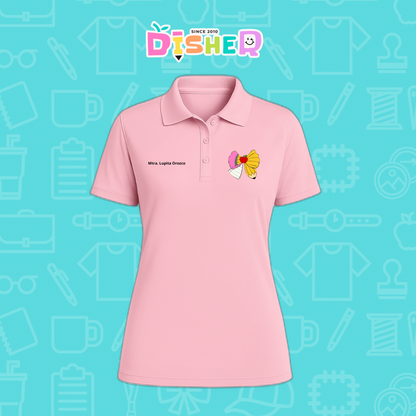 PBD-D-005 : Polo Bordada Dry Fit Dama I Moño lápiz hoja