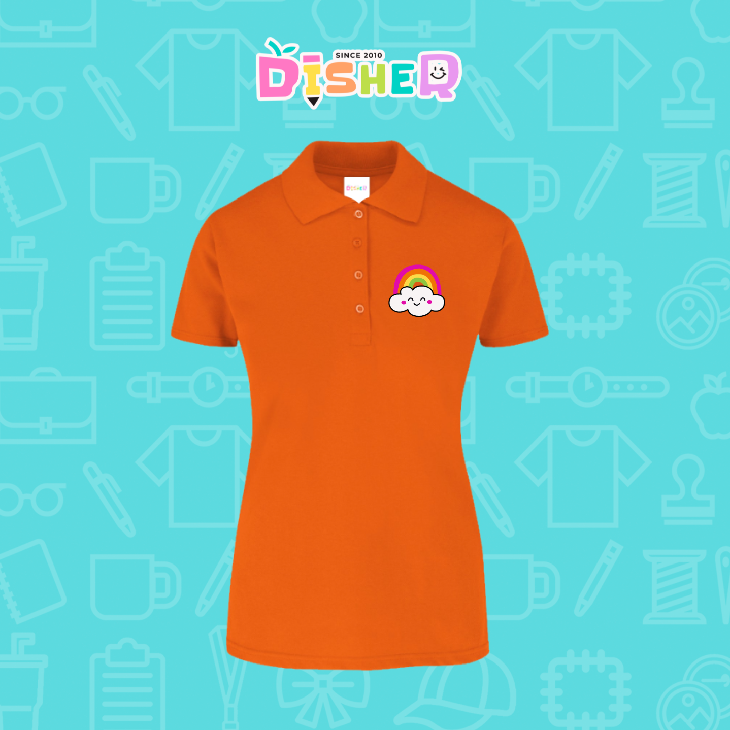 PBY-D-0017: Polo Bordada 50/50 Dama I Nube arcoíris