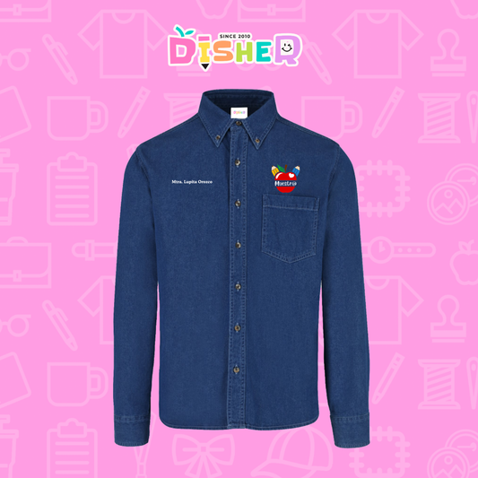 CBML-C-091: Camisa Bordada Mezclilla Manga Larga Caballero  I Manzana lápices