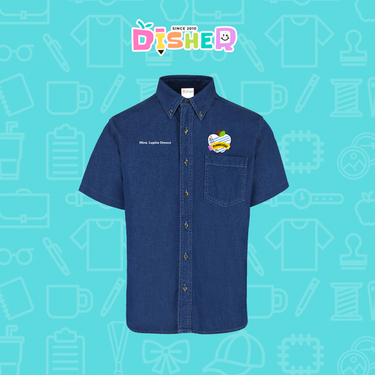 CBMC-C-092: Camisa Bordada Mezclilla Manga Corta Caballero  I Corazón papel