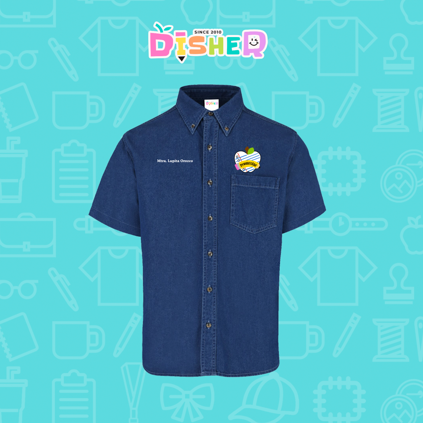 CBMC-C-092: Camisa Bordada Mezclilla Manga Corta Caballero  I Corazón papel