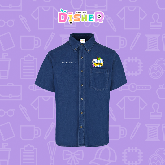 CBMC-C-093: Camisa Bordada Mezclilla Manga Corta Caballero  I Corazón papel