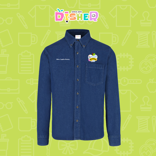 CBML-C-094: Camisa Bordada Mezclilla Manga Larga Caballero  I Corazón papel secundaria