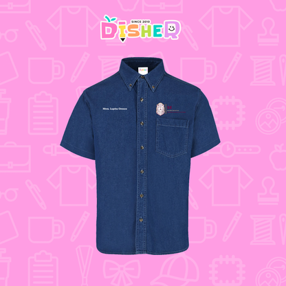 CBMC-C-097: Camisa Bordada Mezclilla Manga Corta Caballero  I Sistema Educativo BC