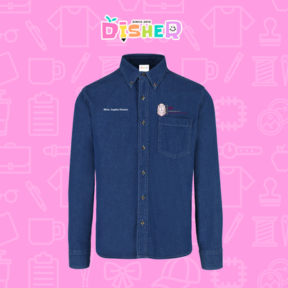 CBML-C-097: Camisa Bordada Mezclilla Manga Larga Caballero  I Sistema Educativo BC