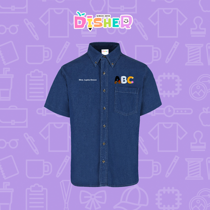 CBMC-C-099: Camisa Bordada Mezclilla Manga Corta Caballero  I Abc