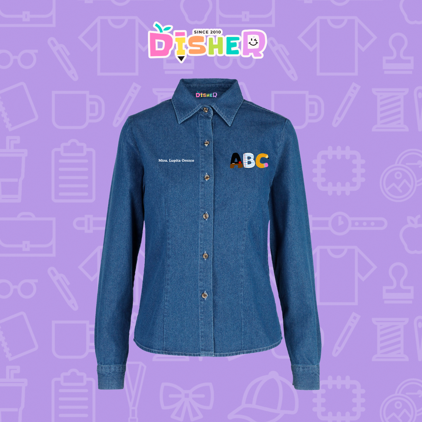 CBML-D-099: Camisa Bordada Mezclilla Manga Larga Dama  I Abc