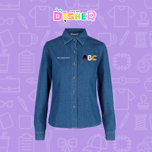 CBML-D-099: Camisa Bordada Mezclilla Manga Larga Dama  I Abc