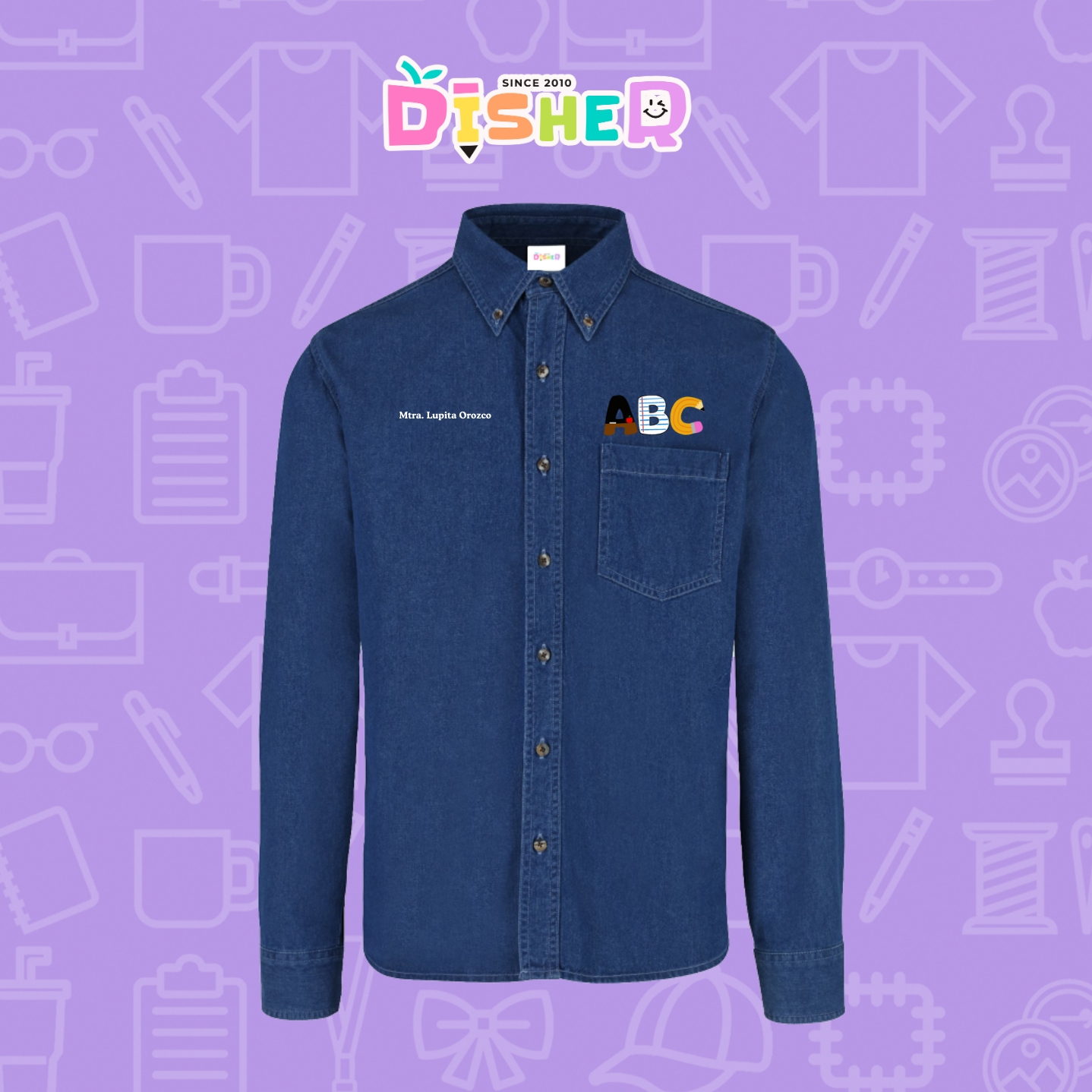 CBML-C-099: Camisa Bordada Mezclilla Manga Larga Caballero  I Abc