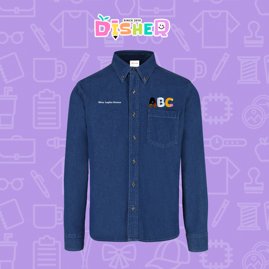 CBML-C-099: Camisa Bordada Mezclilla Manga Larga Caballero  I Abc