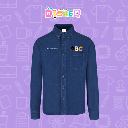 CBML-C-099: Camisa Bordada Mezclilla Manga Larga Caballero  I Abc