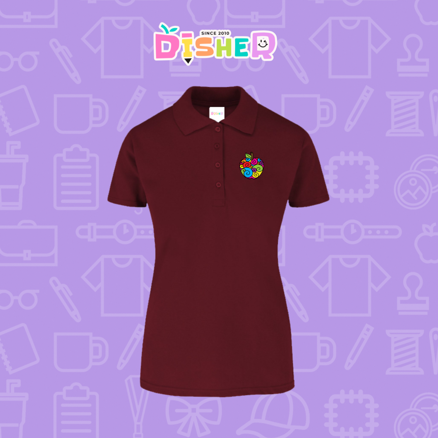 PBY-D-0067: Polo Bordada 50/50 Dama I Manzana risco