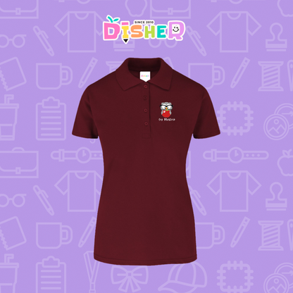 PBY-D-0079: Polo Bordada 50/50 Dama I Búho gris manzana