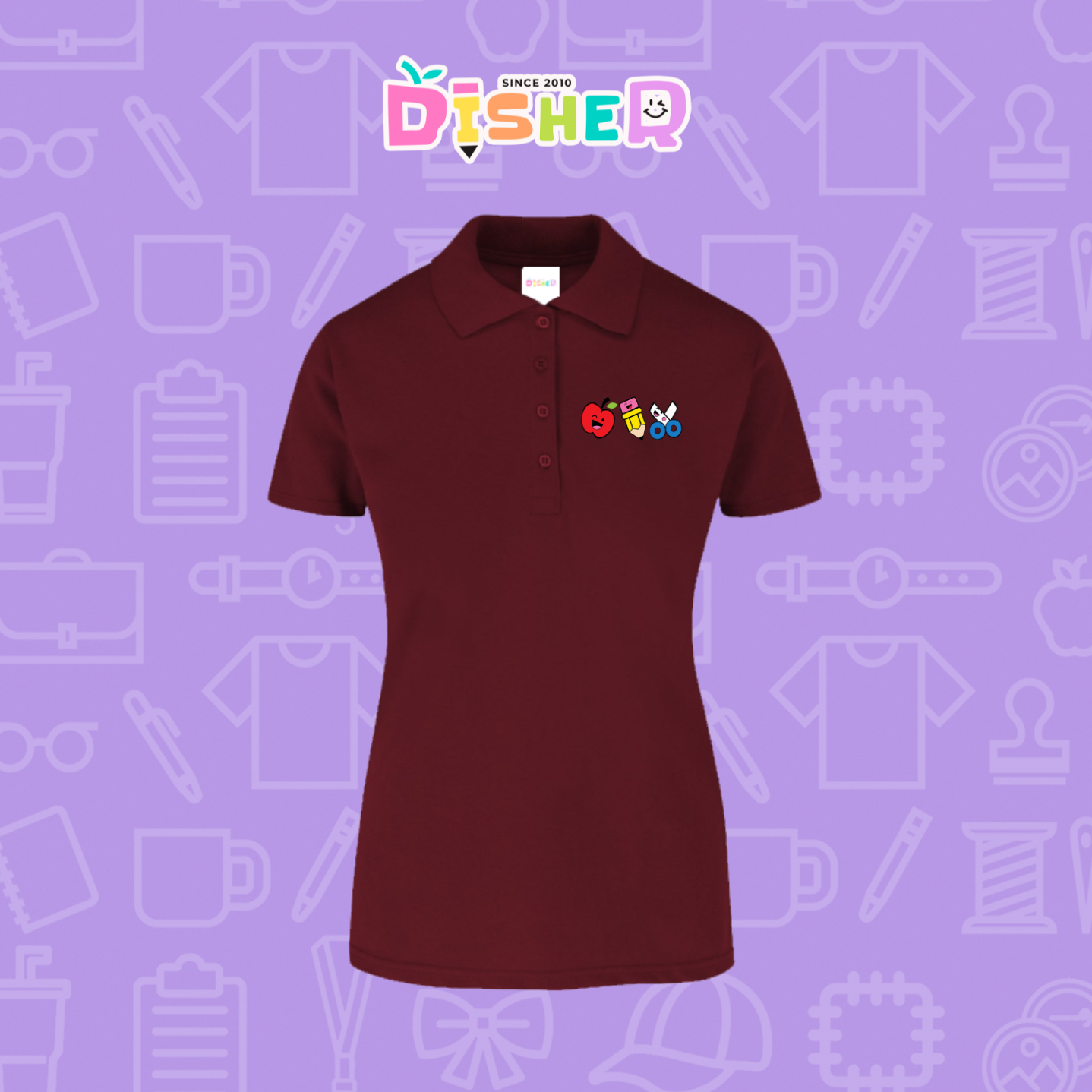 PBY-D-0065: Polo Bordada 50/50 Dama I Soy Maestra útiles