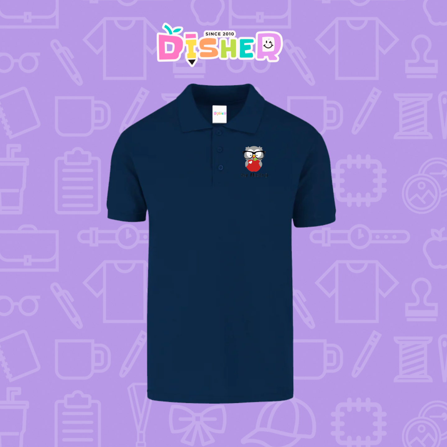 PBY-C-0079: Polo Bordada 50/50 Caballero I Búho gris manzana