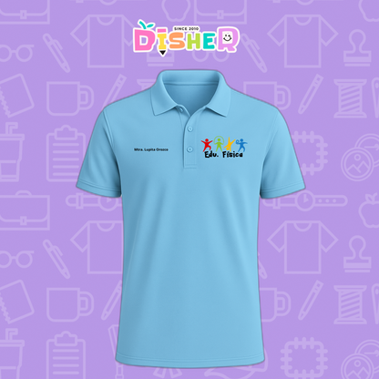 PBD-C-0092: Polo Bordada Dry Fit Caballero I Corazón papel preescolar