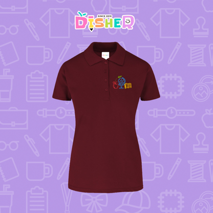 PBY-D-0071: Polo Bordada 50/50 Dama I Globo terráqueo trazos